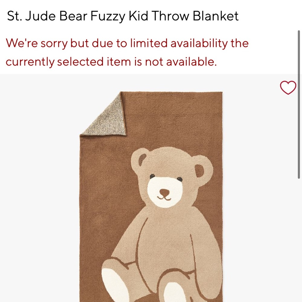 Pottery Barn Kids St. Jude Bear Fuzzy Blanket